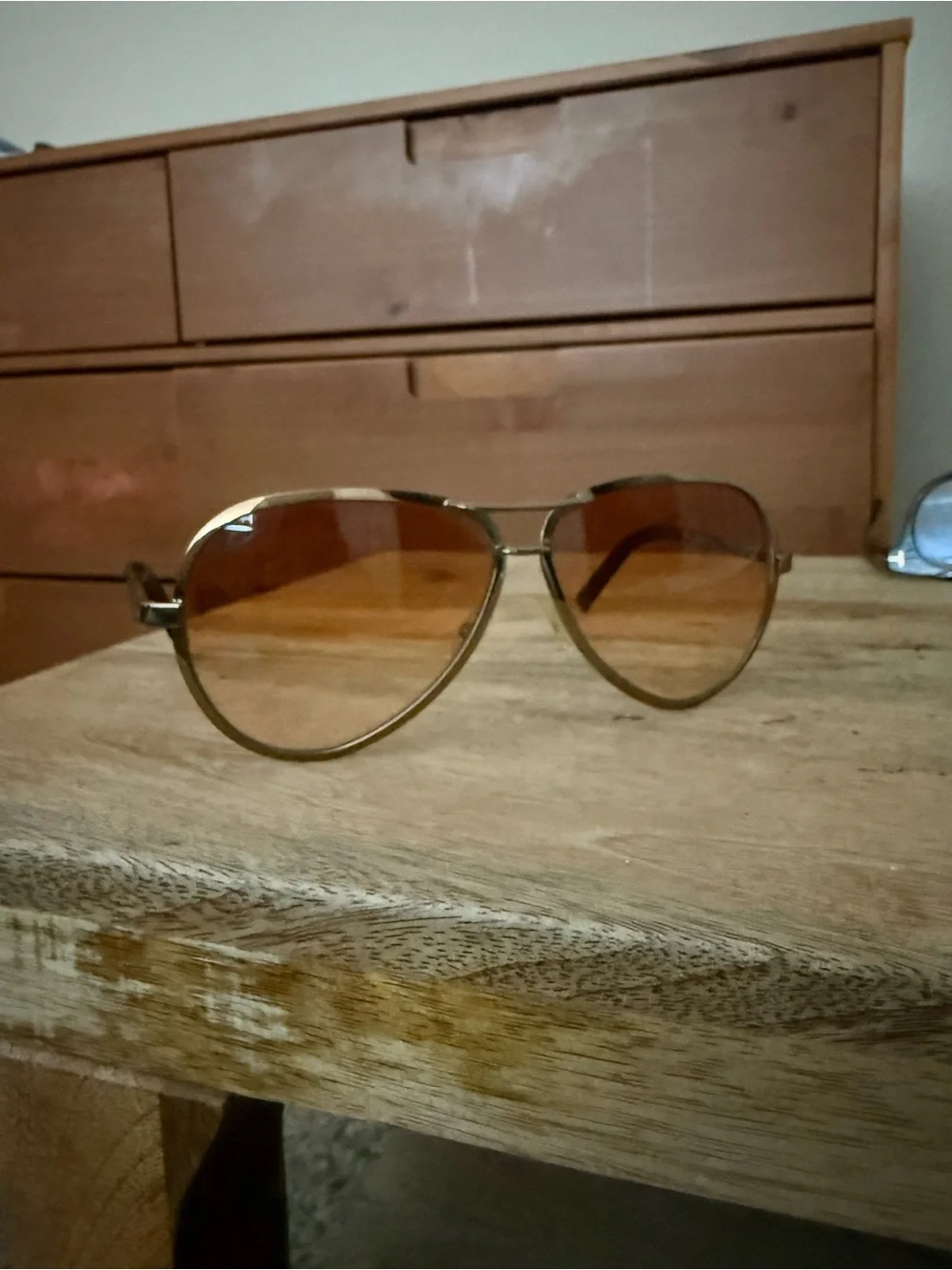Vintage Gucci Aviator Gold Sunglasses with Brown Gradient Lenses